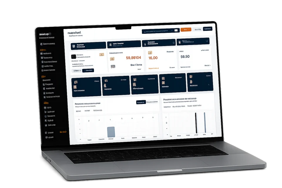 Laptop mockup illustrating the JewelFlows Retail dashboard